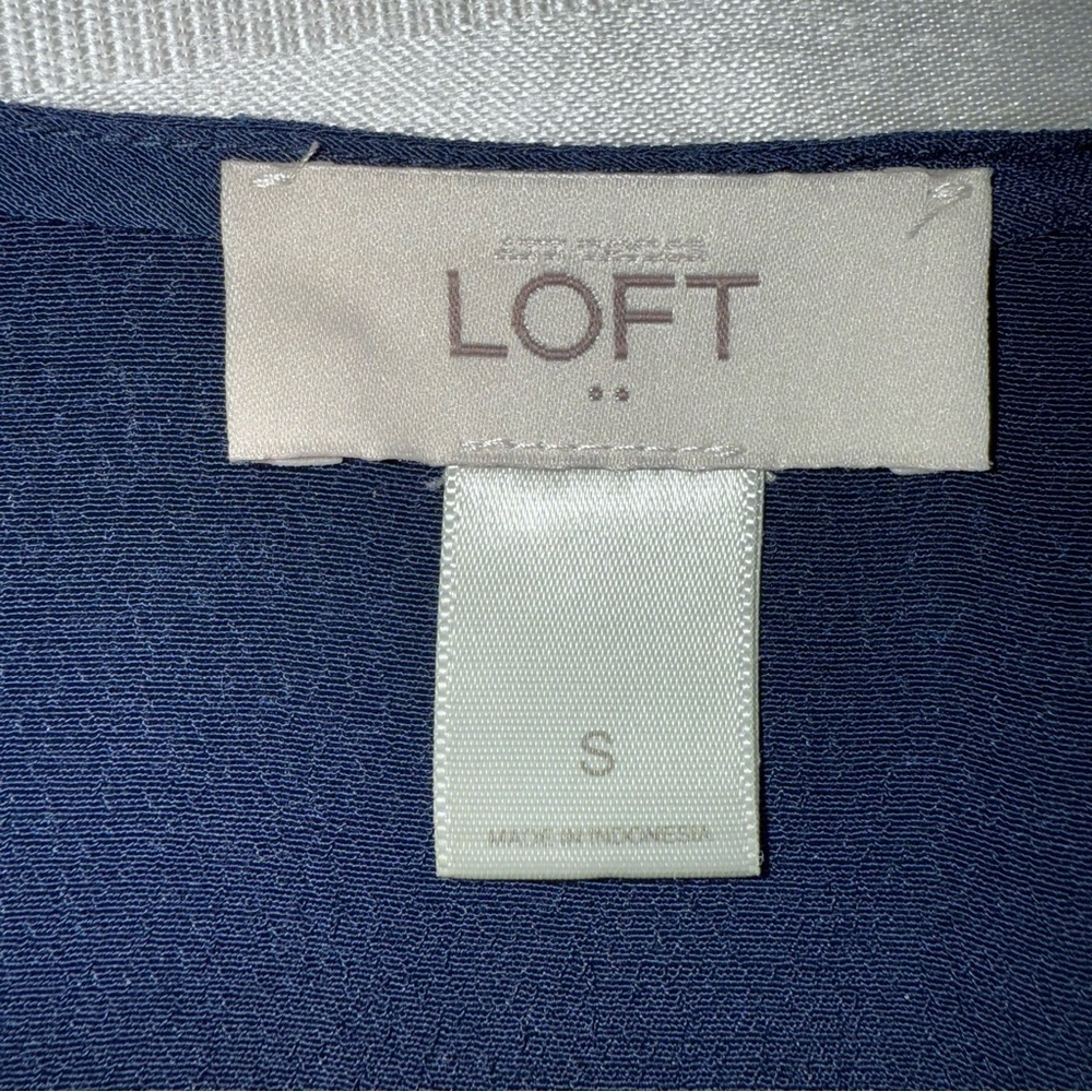 Ann Taylor Loft Floral Navy Dress Belted Sleeveless Small V-Neck - Picture 6 of 13